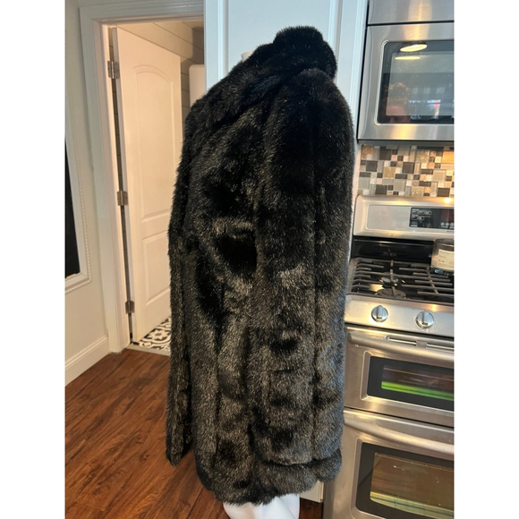 Vintage Dennis Basso Mid Length Faux Fur Coat Black Medium - Picture 5 of 10